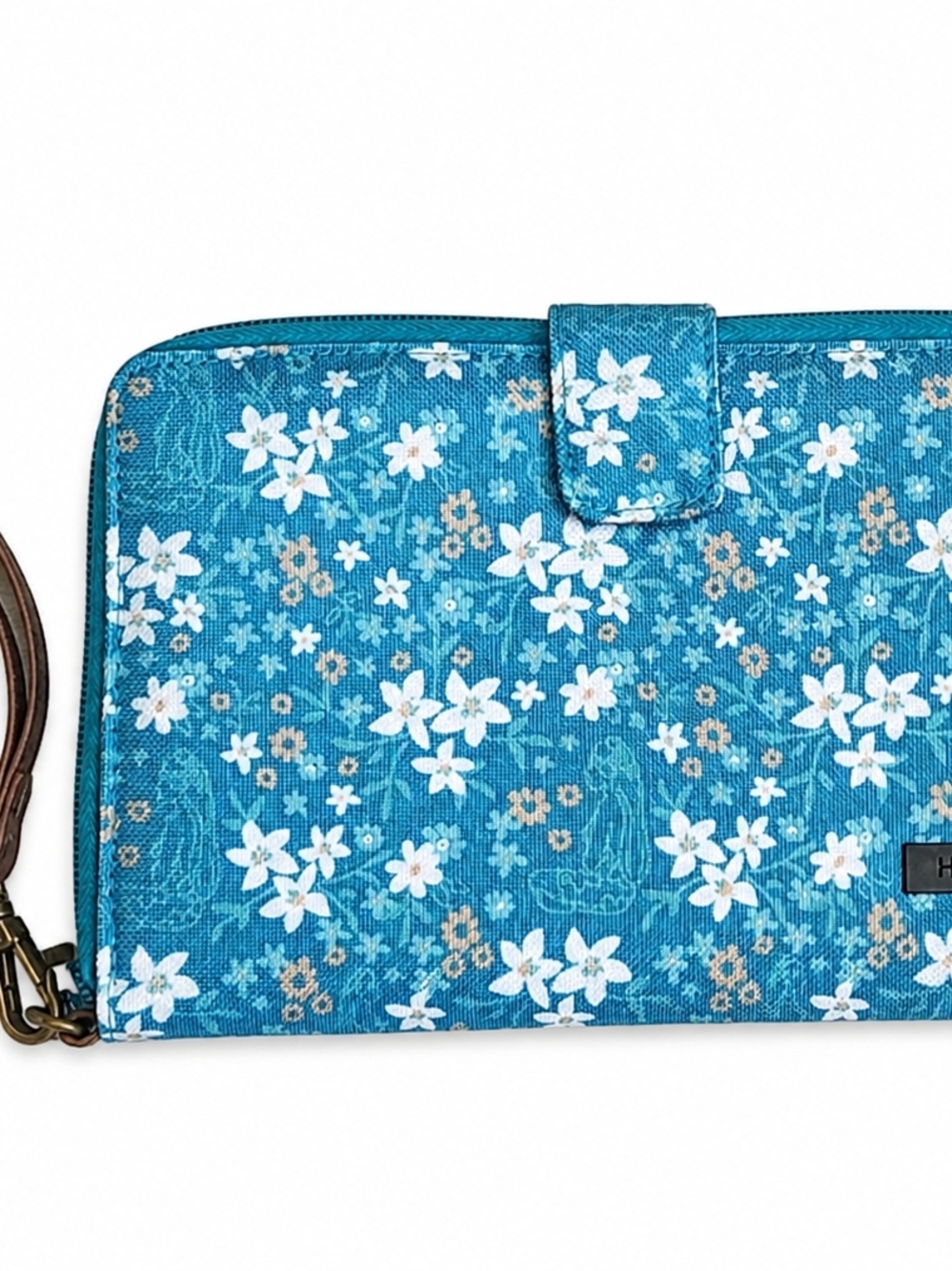 Floral Wristlet Clutch in Teal Blue